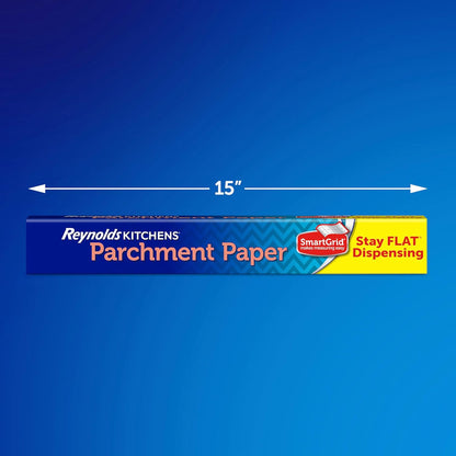 Kitchens Stay Flat Parchment Paper Roll, Non Curling Baking Parchment Paper for Baking and Cooking, Oven Safe up to 425 Degrees, 36 Feet X 15 Inches, 45 Total Sq. Ft.