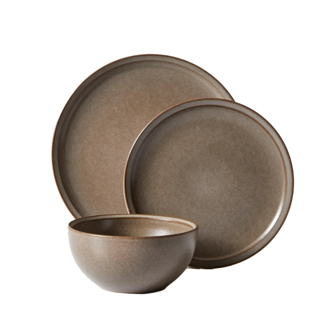 Banks Brown 12-Piece Stoneware Dinnerware Set, Service for 4