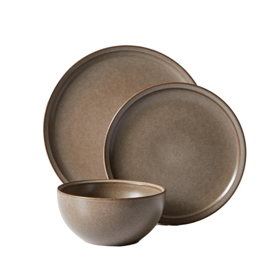 Banks Brown 12-Piece Stoneware Dinnerware Set, Service for 4