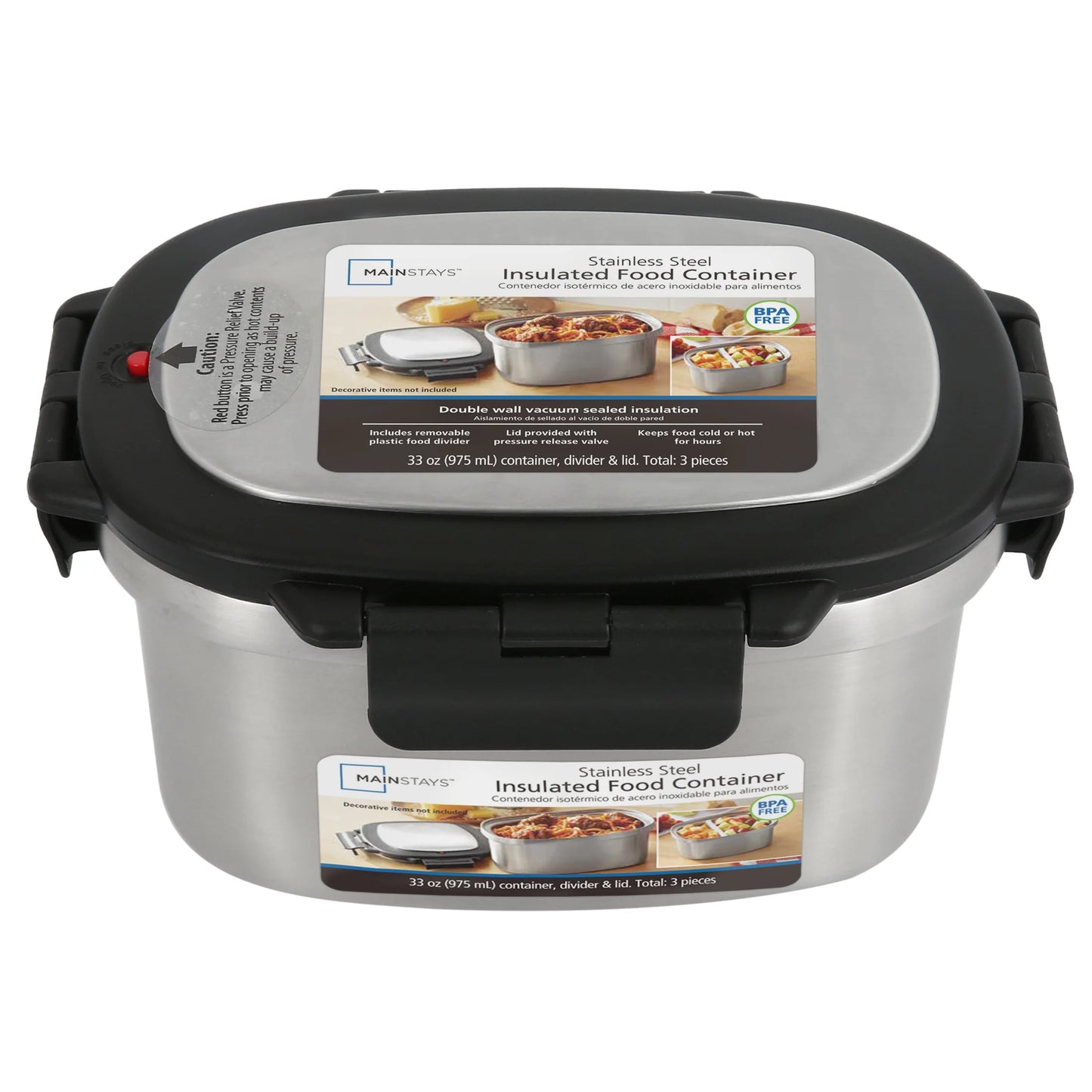 33 Oz Insulated 2-Piece Stainless Steel Lunch Box Food Storage Container with Lid
