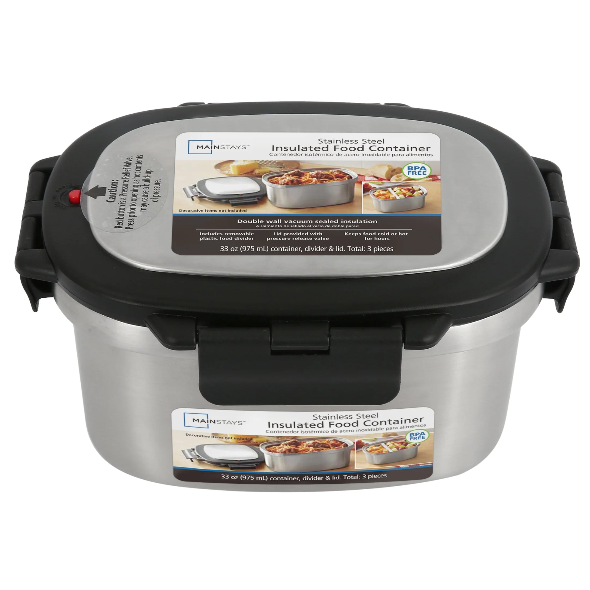 33 Oz Insulated 2-Piece Stainless Steel Lunch Box Food Storage Container with Lid