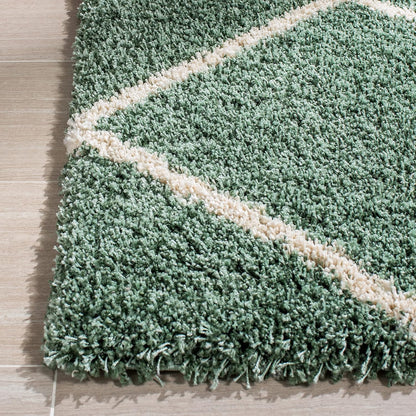 SAFAVIEH Hudson Shag Collection Area Rug - 7' Square, Green & Ivory, Modern Trellis Design, Non-Shedding & Easy Care, 2-Inch Thick Ideal for High Traffic Areas in Living Room, Bedroom (SGH281Y)