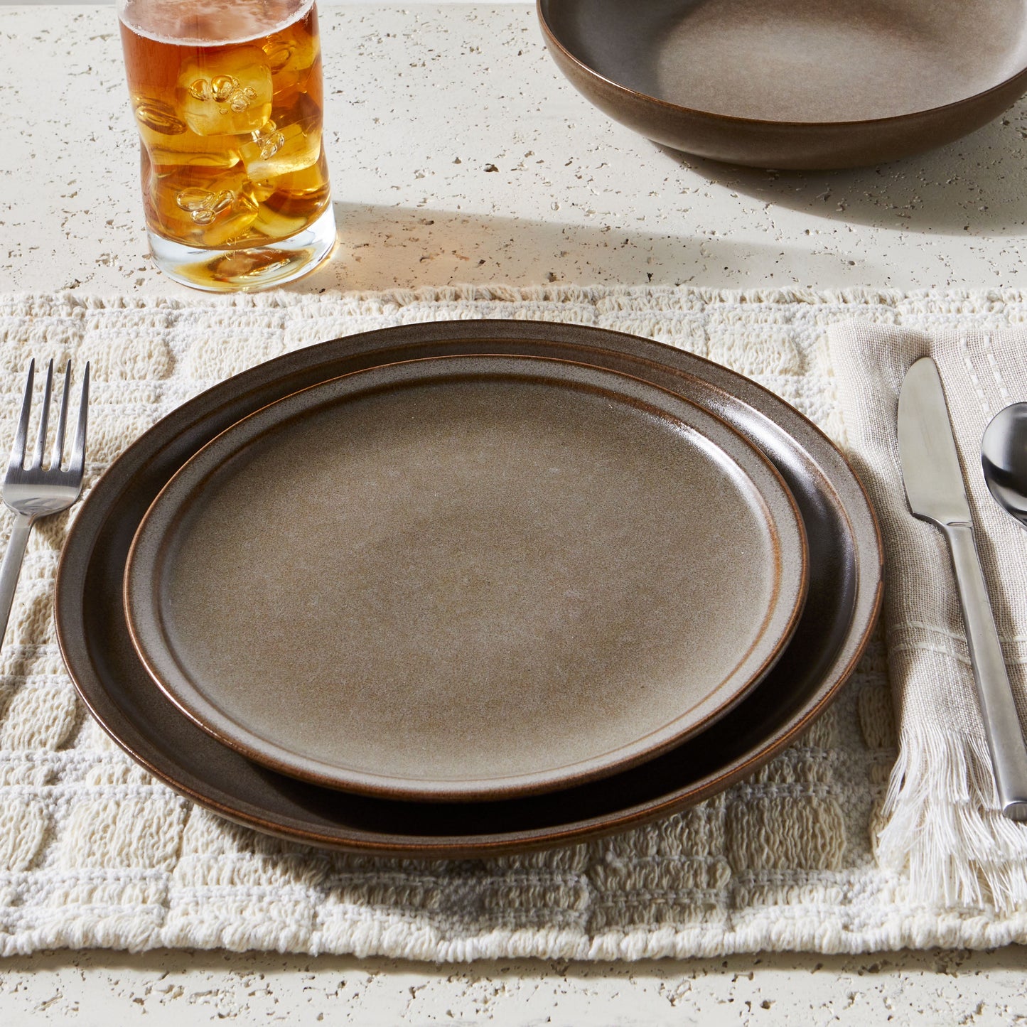 Banks Brown 12-Piece Stoneware Dinnerware Set, Service for 4