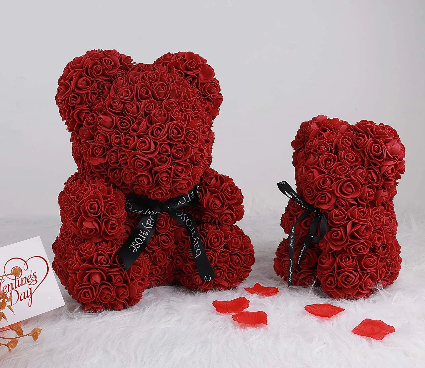 Royal Blue Artificial Rose Flower Bear 10 Inch Wedding Party Decoration Gift Box