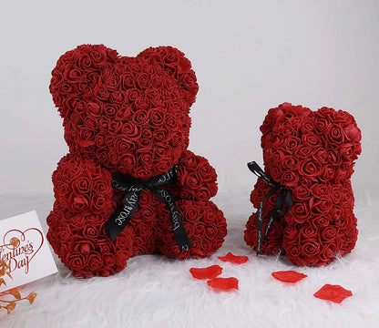 Royal Blue Artificial Rose Flower Bear 10 Inch Wedding Party Decoration Gift Box