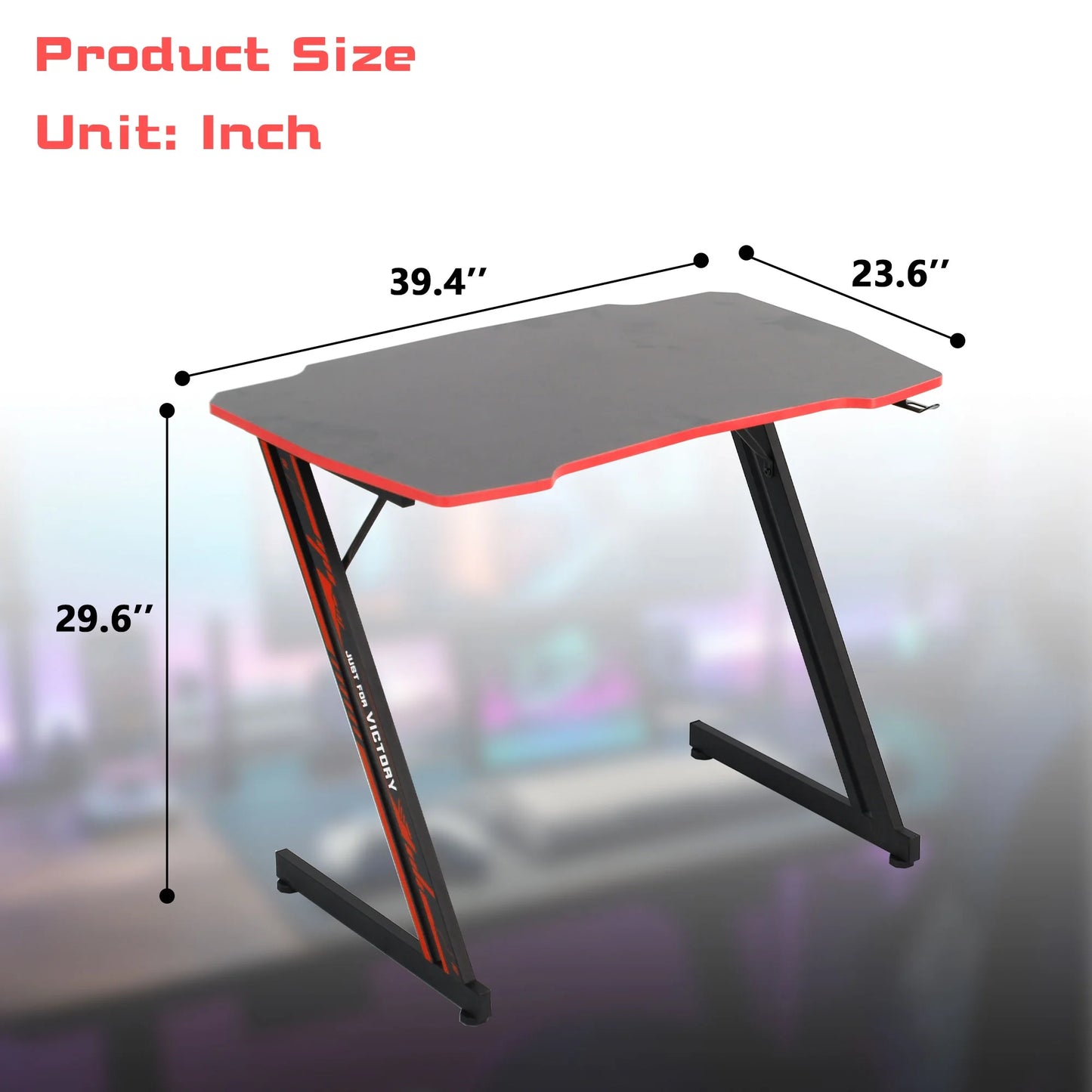 ,Gaming Computer Desks,Gaming Pc Desk,Computer Table Desk,Headphone Hook,Z-Shaped Steel Leg,35 Inch,Blue and Red