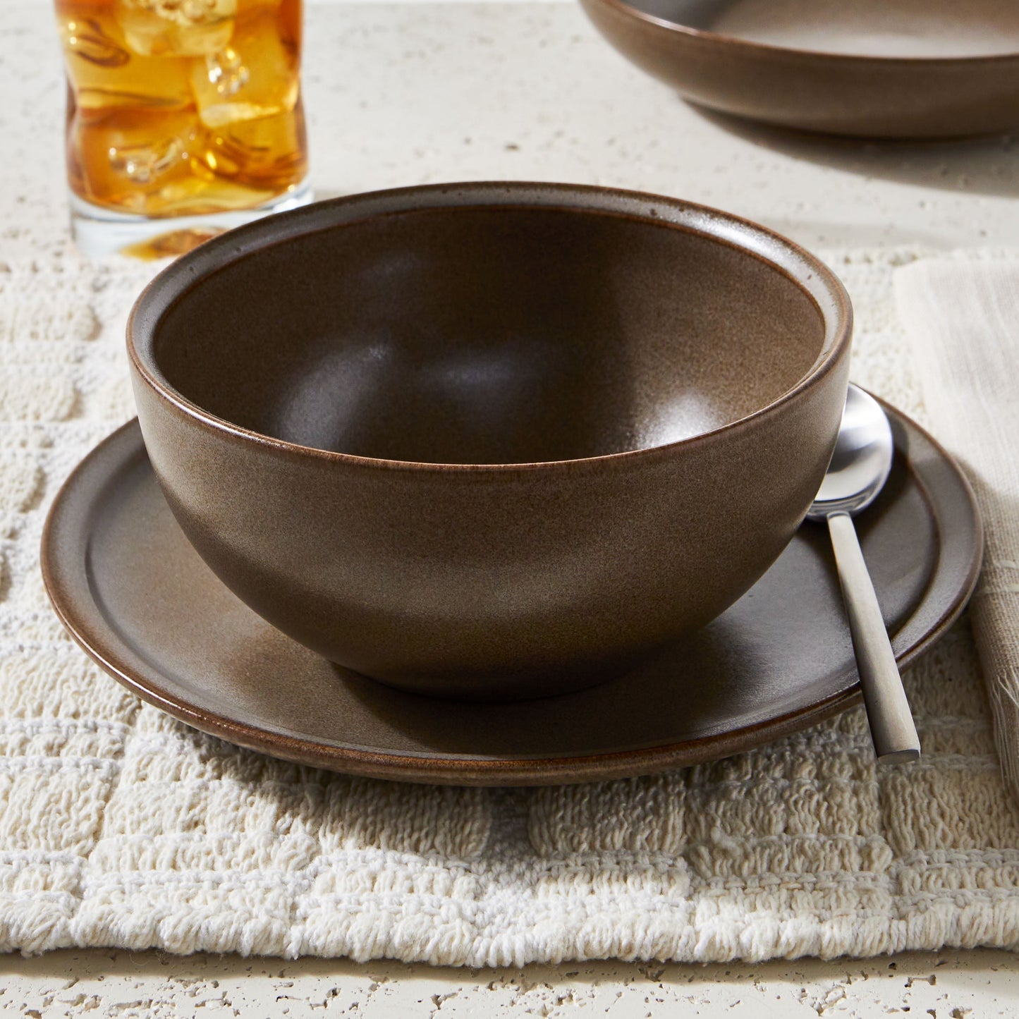 Banks Brown 12-Piece Stoneware Dinnerware Set, Service for 4