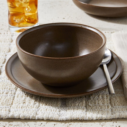 Banks Brown 12-Piece Stoneware Dinnerware Set, Service for 4