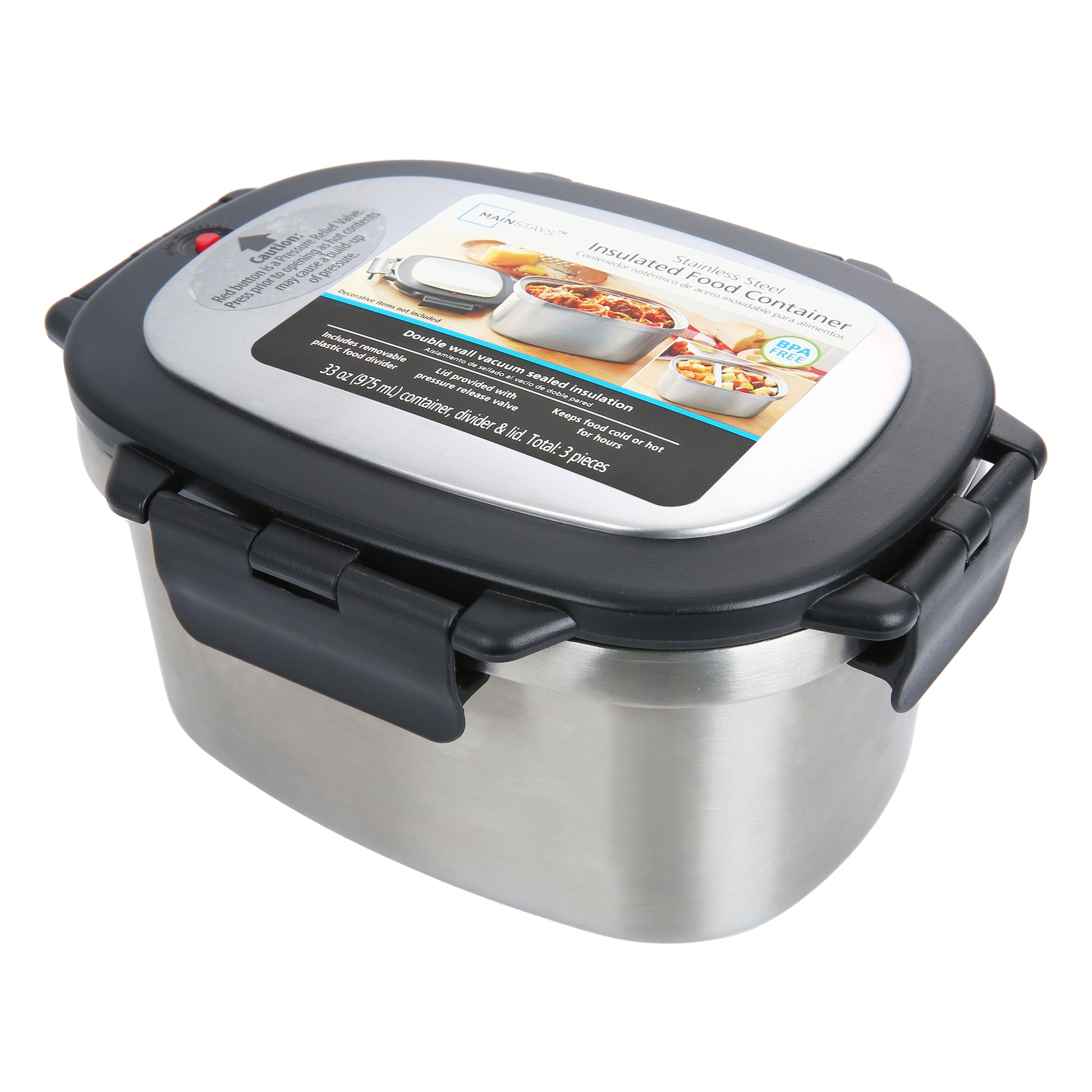 33 Oz Insulated 2-Piece Stainless Steel Lunch Box Food Storage Container with Lid