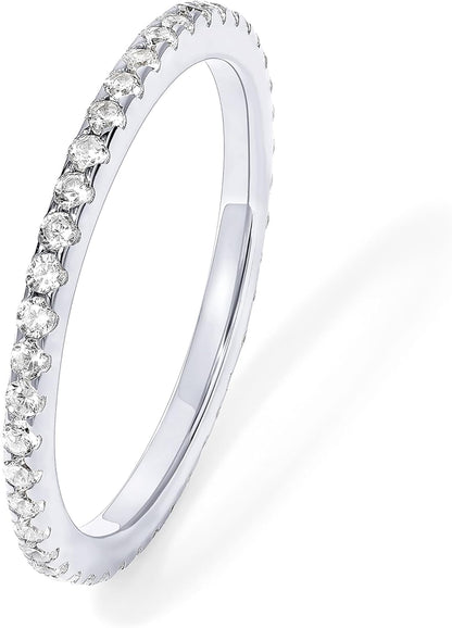Gold Plated Solid 925 Sterling Silver CZ Simulated Diamond Stackable Ring Eternity Bands for Women