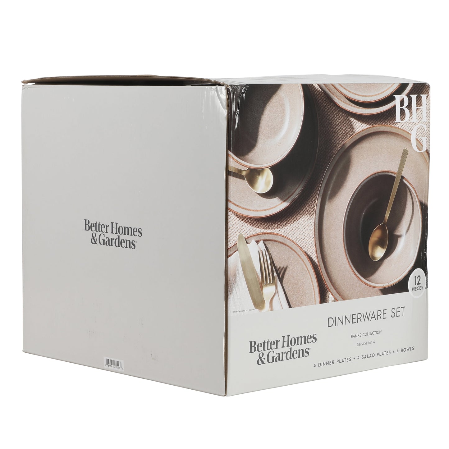 Banks Brown 12-Piece Stoneware Dinnerware Set, Service for 4