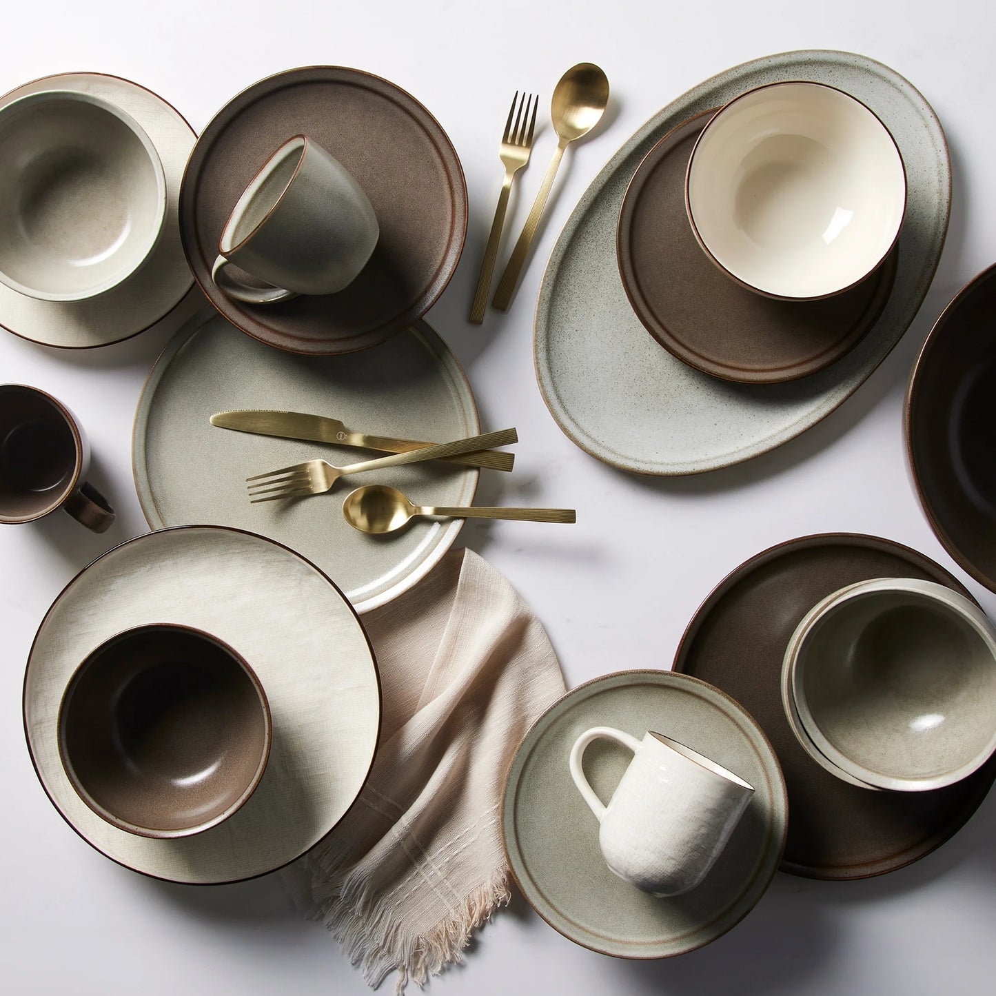 Banks Brown 12-Piece Stoneware Dinnerware Set, Service for 4