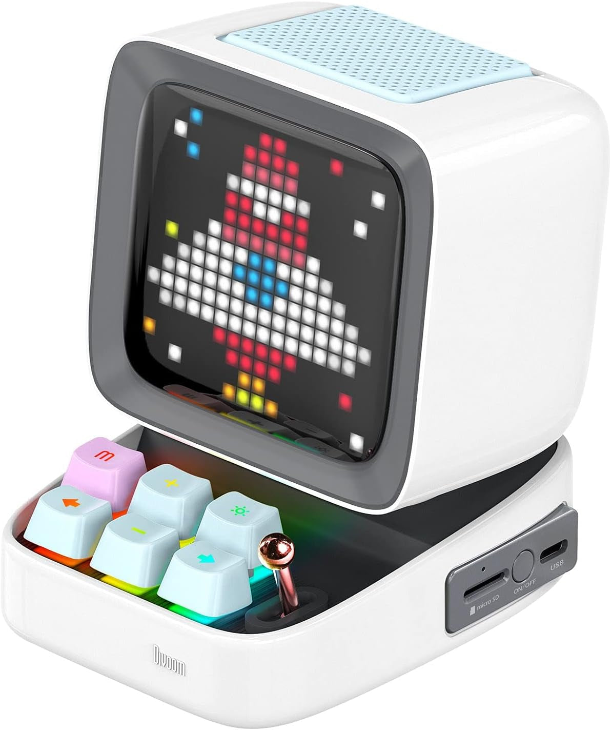 Ditoo Pro Retro Pixel Art Game Bluetooth Speaker with 16X16 LED App Controlled Front Screen (White)