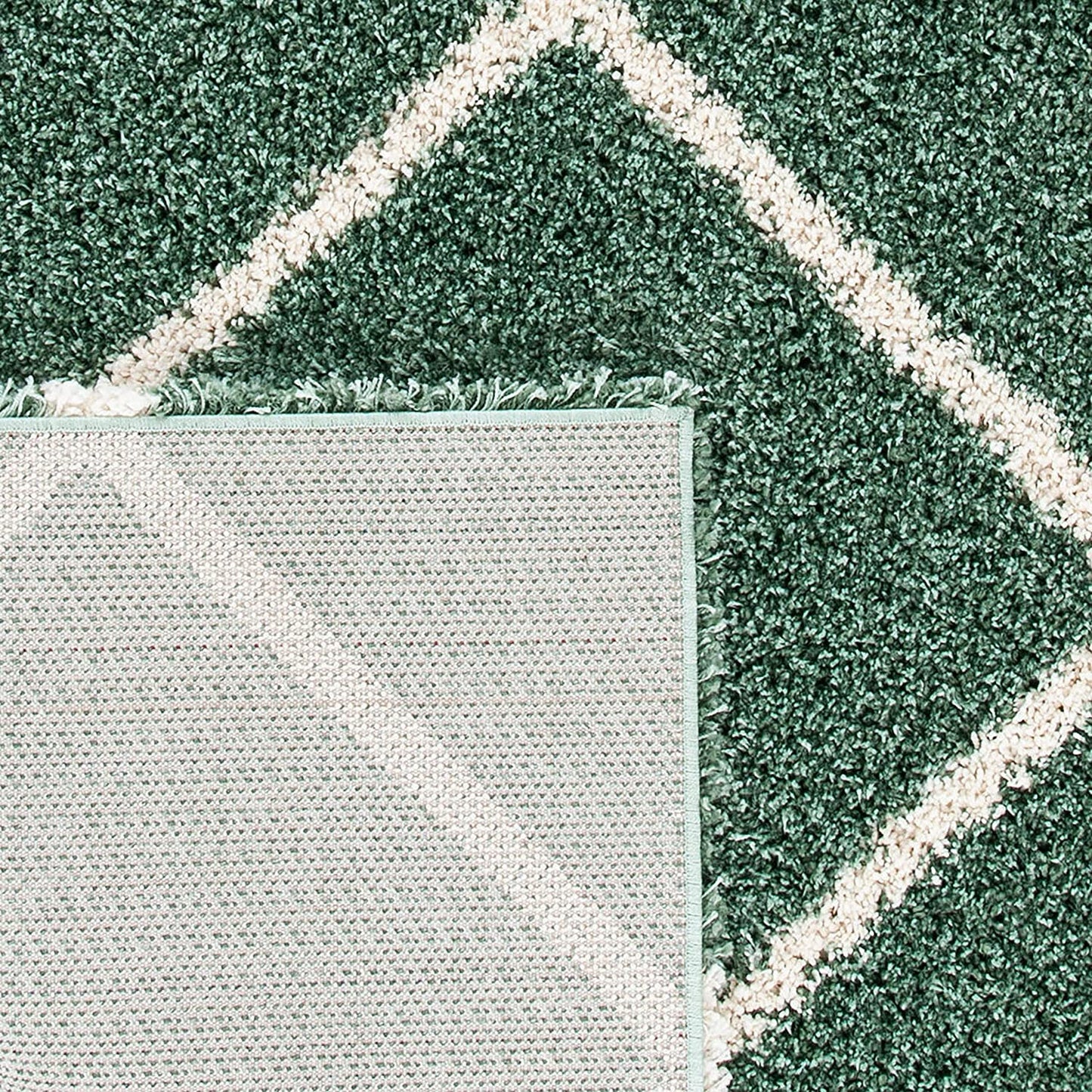 SAFAVIEH Hudson Shag Collection Area Rug - 7' Square, Green & Ivory, Modern Trellis Design, Non-Shedding & Easy Care, 2-Inch Thick Ideal for High Traffic Areas in Living Room, Bedroom (SGH281Y)