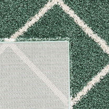 SAFAVIEH Hudson Shag Collection Area Rug - 7' Square, Green & Ivory, Modern Trellis Design, Non-Shedding & Easy Care, 2-Inch Thick Ideal for High Traffic Areas in Living Room, Bedroom (SGH281Y)