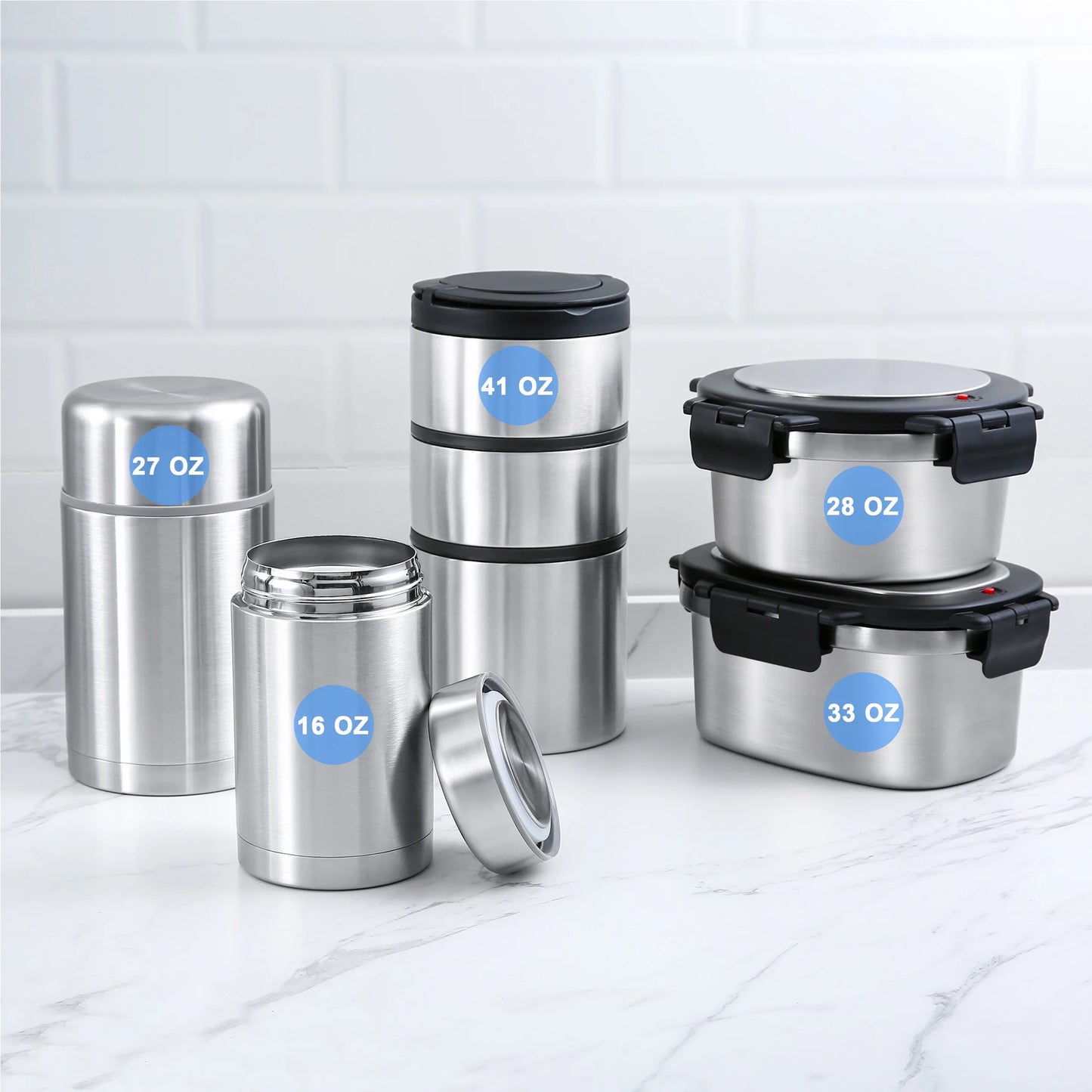 33 Oz Insulated 2-Piece Stainless Steel Lunch Box Food Storage Container with Lid