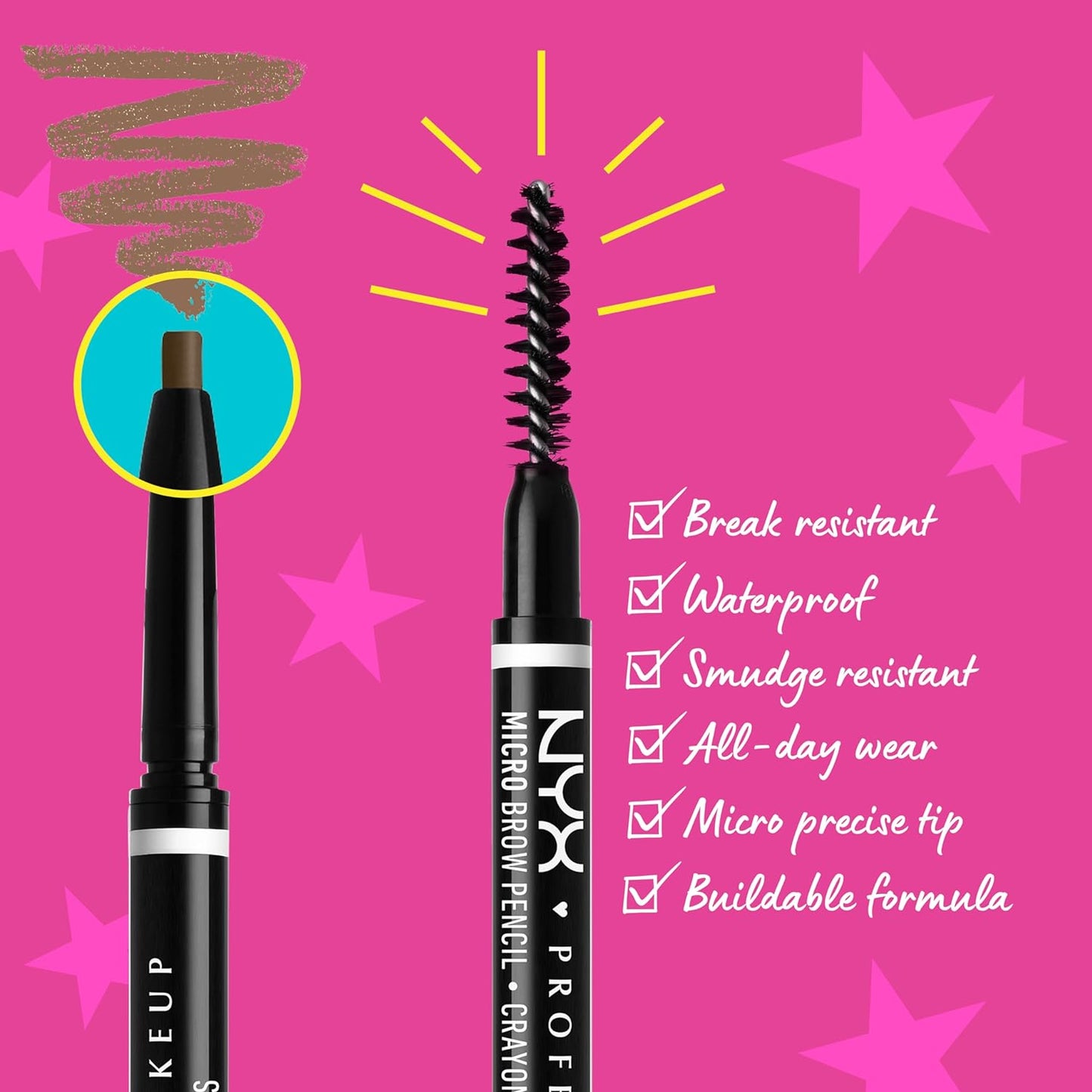 NYX PROFESSIONAL MAKEUP Micro Brow Pencil, Precise Eyebrow Pencil - Taupe