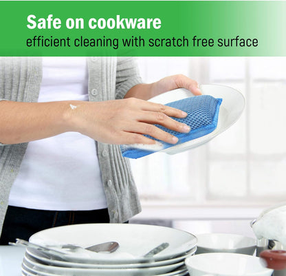 Miracle Microfiber Kitchen Sponge by Scrub-It - Non-Scratch Heavy Duty Dishwashing Cleaning Sponges- Machine Washable - (Blue)