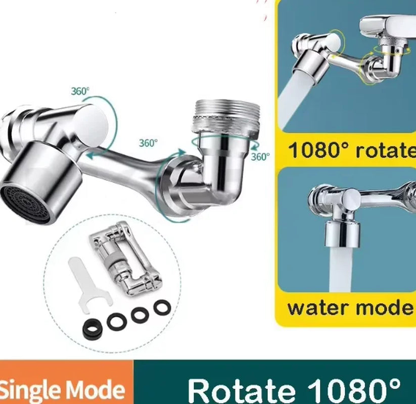 AquaTwist™ 1080° Rotating Faucet Sprayer – Universal Metal Tap Extender with Aerator Nozzle & 22/24mm Adaptor