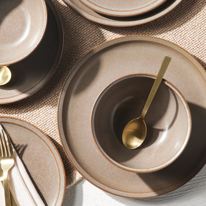 Banks Brown 12-Piece Stoneware Dinnerware Set, Service for 4