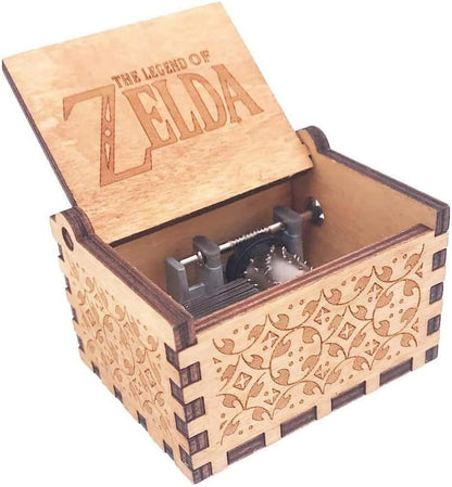 Music Box Hand Crank Musical Box Antique Engraved Carved Crafts,Play Song of Storms,Brown