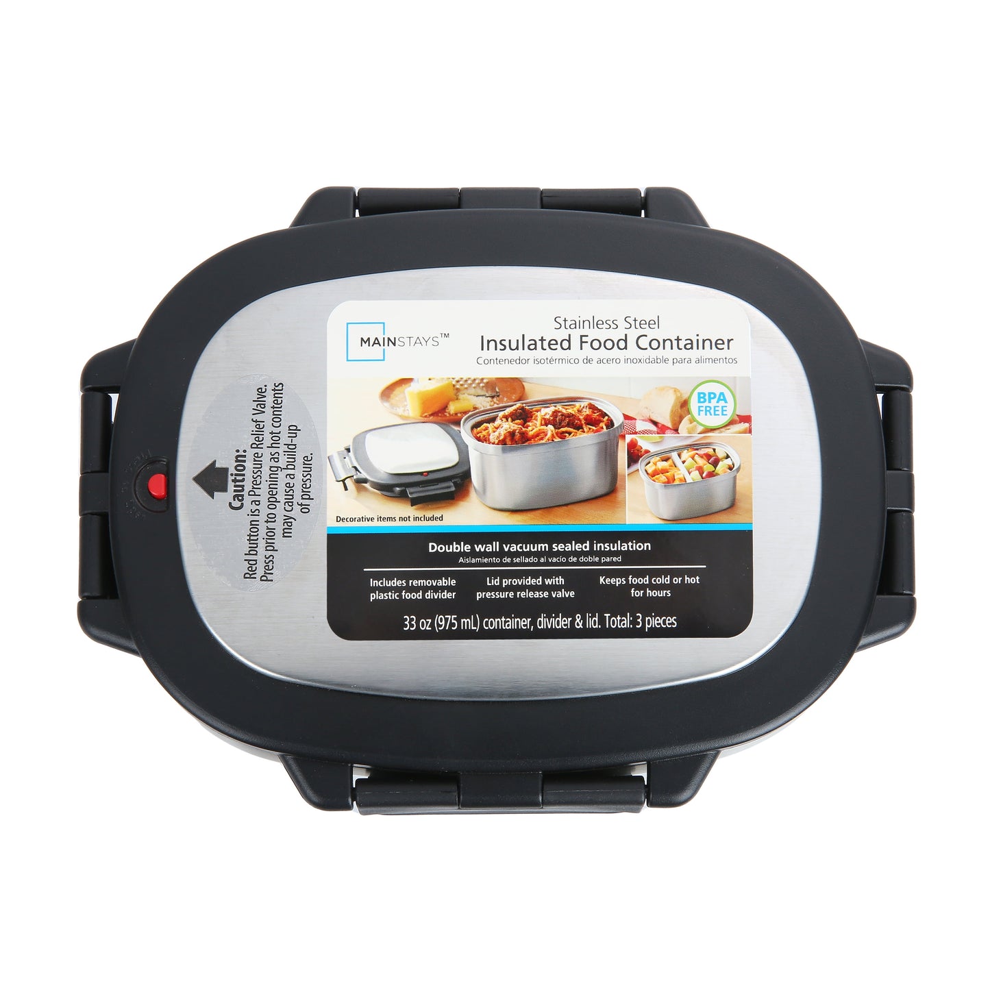 33 Oz Insulated 2-Piece Stainless Steel Lunch Box Food Storage Container with Lid