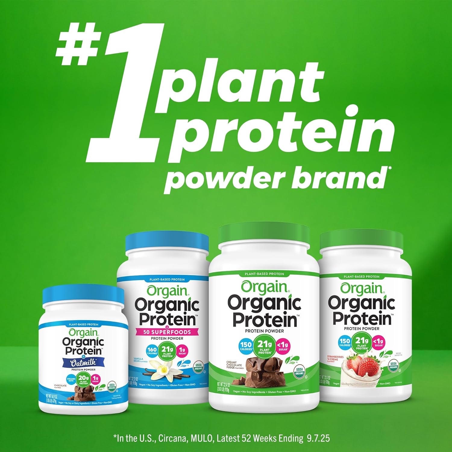 Organic Vegan Protein Powder, Natural Unsweetened - 21G of Unflavored Plant Protein, 4G Prebiotic Fiber, Low Net Carbs, No Added Sugar, Non-Gmo, for Shakes & Recipes, 1.59 Lb