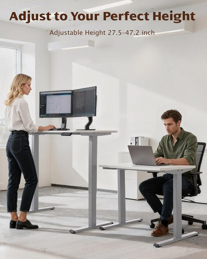 Dual Motor Electric Standing Desk Frame, Height Adjustable Sit Stand Base for Home Office, Fits Table Tops up to 70.8 X 31.5 Inch, 225 Lb Capacity (Grey, without Stand)